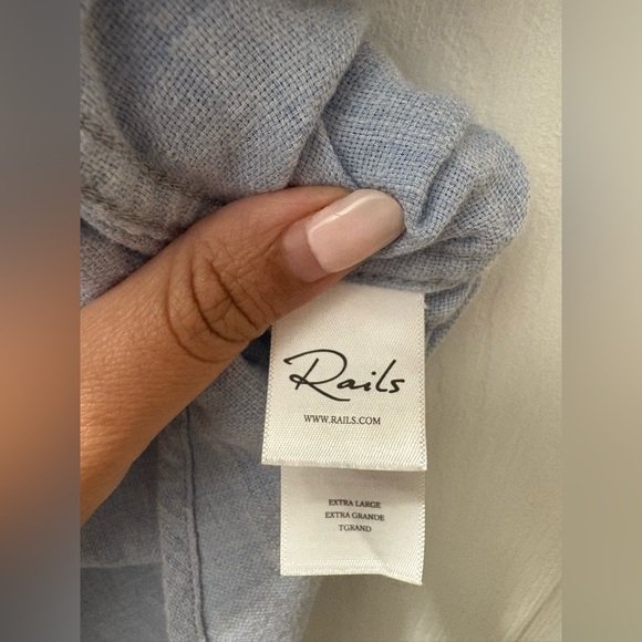 Mens Rails Fairfax Blue Melange Patch Pocket Cotton Shirt XL - Picture 5 of 7